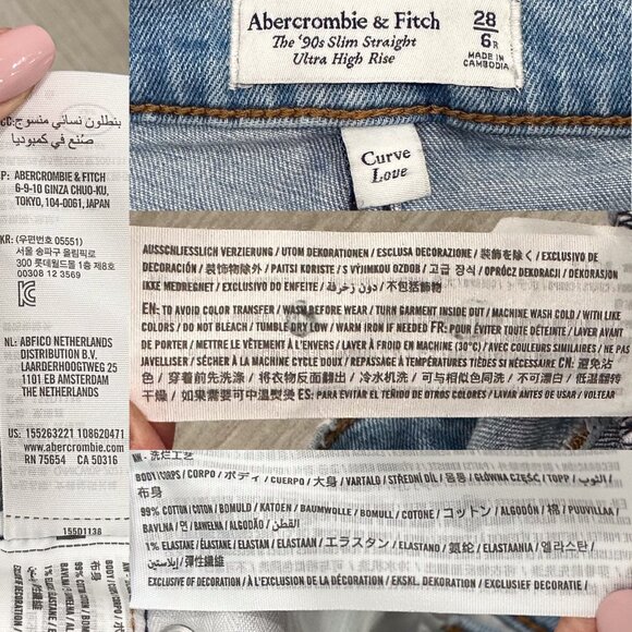 Abercrombie & Fitch The ‘90s Slim Straight Ultra High Rise Asymmetrical Jeans - Picture 3 of 15